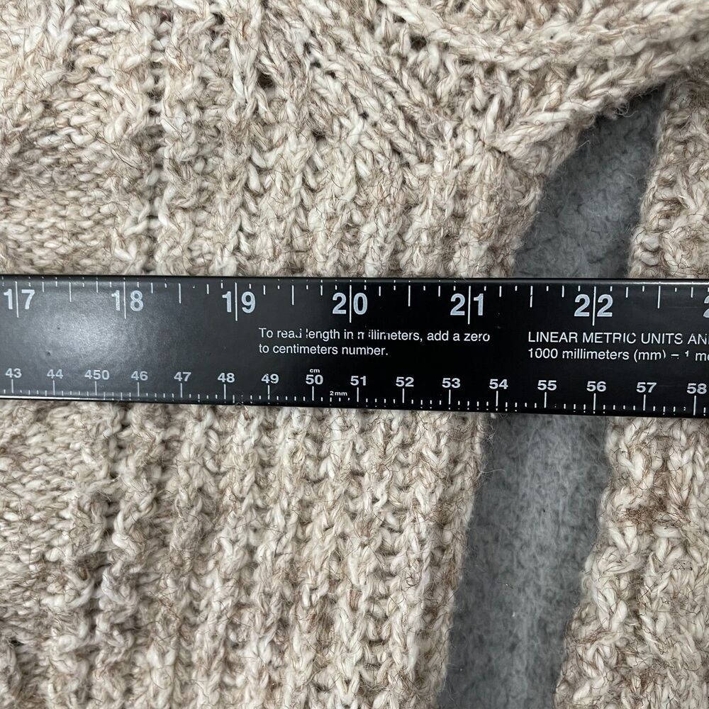 Fat Face Cable Knit Cardigan Women 12 Oatmeal Wool Blend V-Neck Button Sweater - Picture 9 of 10